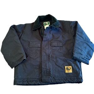 Berne Apparel Youth Medium 10-12 Black Canvas Retro Work Jacket